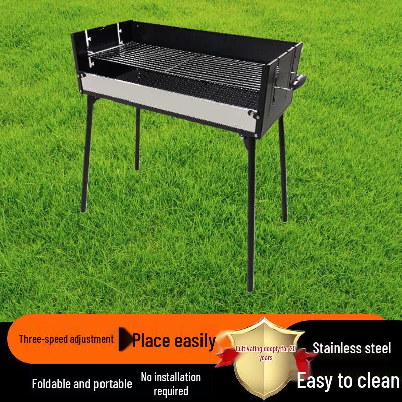 

Foldable Stainless Steel Charcoal BBQ Grill with Storage