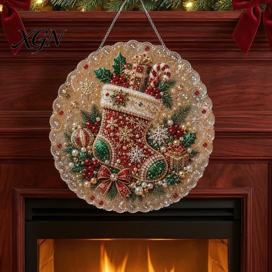 Kit di Creazione per Principianti, Kit Pittura Suncatcher con Perle Finte di Natale, Set Artistico Fai-da-te con Perline 3D di Babbo Natale Pupazzo di Neve Albero, Decorazione Fatta a Mano