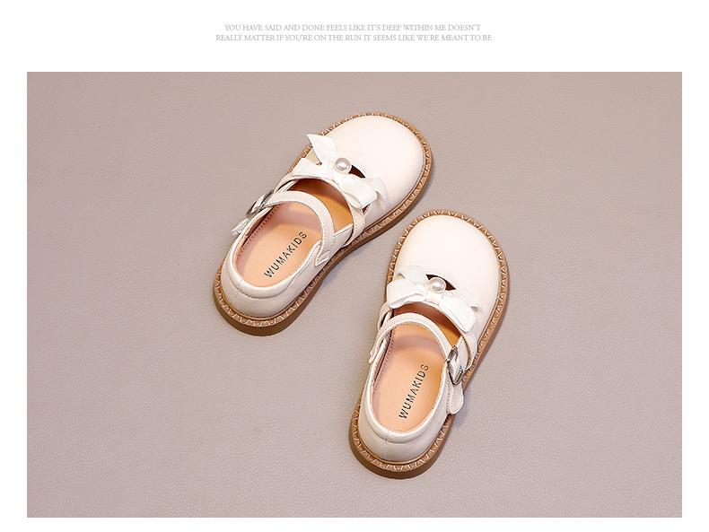 Wuma Mädchen Perlen Schleife Prinzessin Lederschuhe, Frühling/Herbst 2025