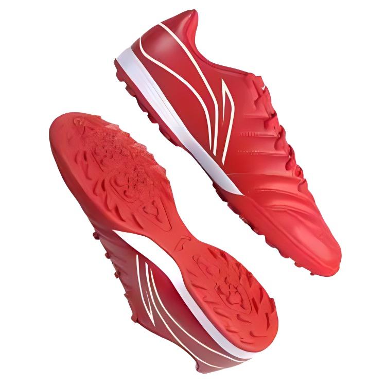 Li Ning Slip Resistant, Abrasion Resistant, Lightweight Soccer Shoes Unisex Vermilion YSTU039-5