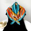 90cm Silk Scarf Large Square Scarf Women's New Patchwork Printed Flower Sateen Scarf Wrap Turban Shawl