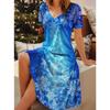 Sexy V-Ausschnitt Modisches 3D-Druck Midikleid