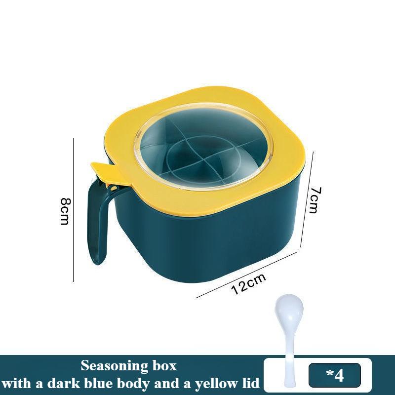 4-In-1 Large Capacity Seasoning Box with Lid and Spoons Comes with Four Spoons for Home Kitchen for Salt Seasoning Containers