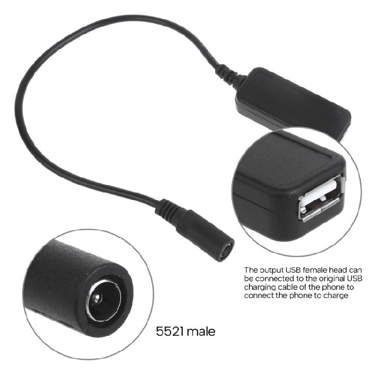5.5x2.1mm Female to USB Type A 6V-30V to 5V Power Charging Cable for Speaker