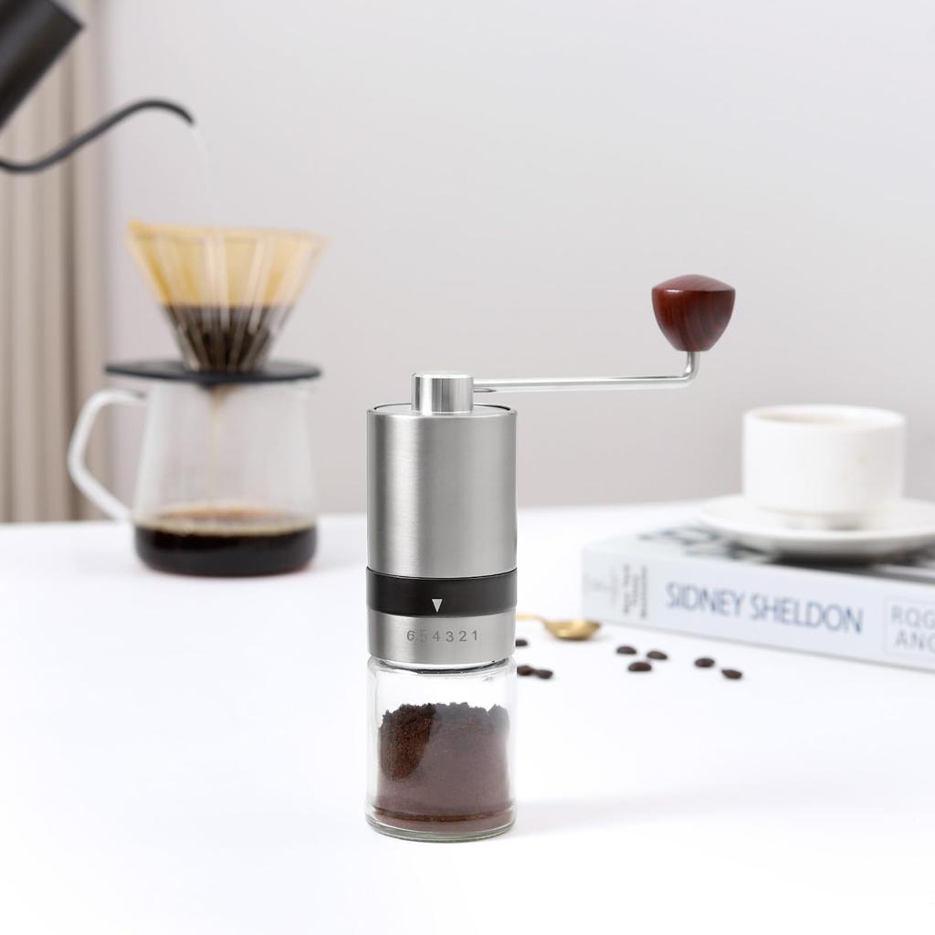 VKCHEF Coffee Hand Grinding Coffee Coffee Stainless Steel Coffee Adjustable Coffee Camping 6 Degree Coffee Bean Coffee Home Outdoor Storage Easy To