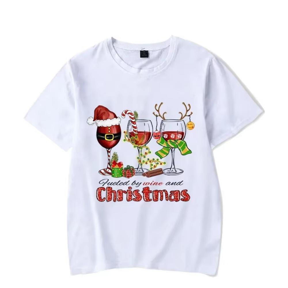 Christmas Lights Wine Tees Men's T-shirt Christmas T Shirt Happy New Year Tshirt Christmas Tees Fashion Harajuku Men Shirt Tops