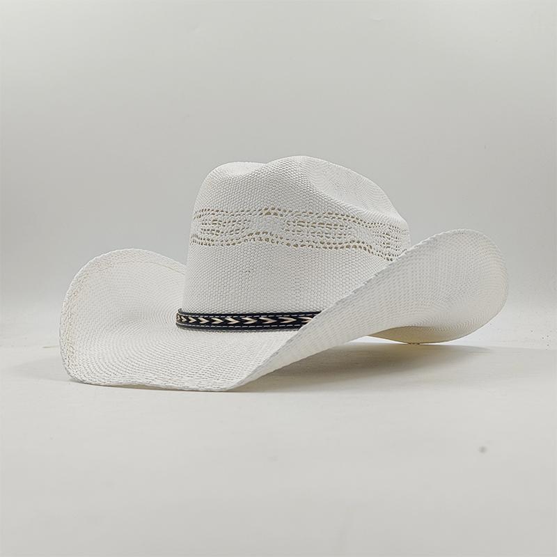 Men'S Cardboard Straw Hat Large Brim Western Cowboy Straw Hat For Men And Women Outdoor Summer Sun Hat Double Concave Cowboy Hat