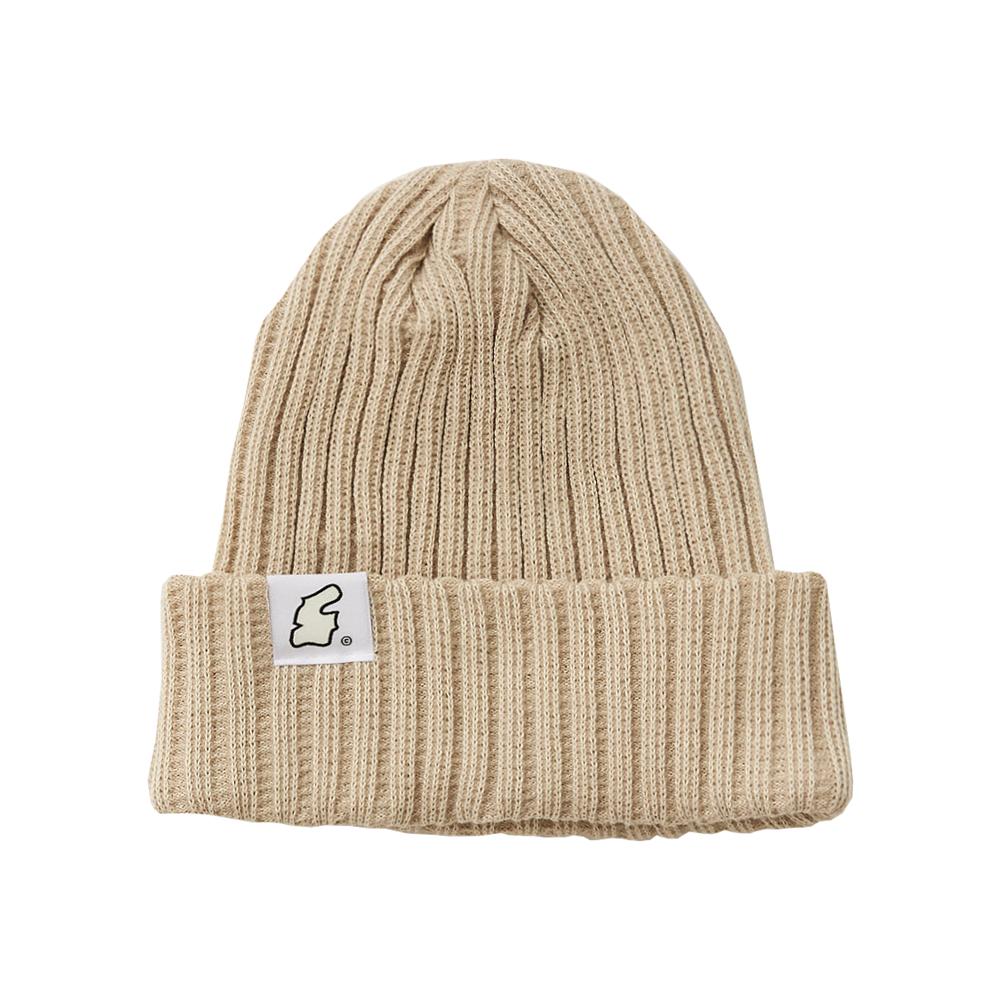 APOSTROPHE COMMA Summer Reversible Label Soft Ribbed Beanie (White)