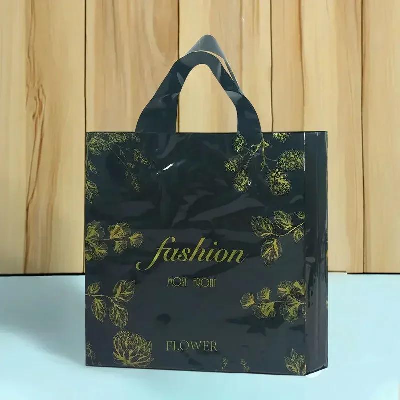 50piece Cartoon Large Capacity Gift Bags Vertical Large Size Clothing Store Plastic Handbag High End Portable Gift Storage Pocke
