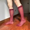 Stripe Grid Dress High Tube Socks Transparent Breathable Mid-calf Ice Silk Socks Nylon Below Knee Ultra-Thin Socks Summer Season