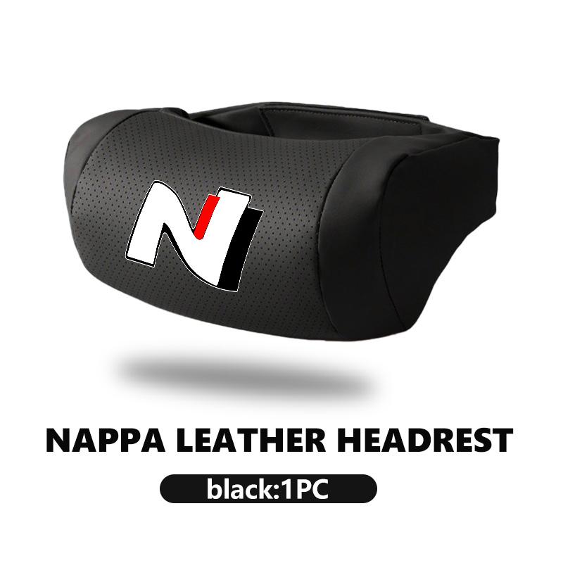 For Hyundai Car Leather Headrest Interior Supplies Seat Protect Neck Pillow Accessories N LINE i30 i20 Sonata Accent Tucson X12