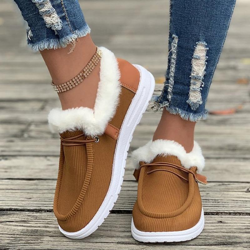 Large size cotton shoes for women's autumn and winter new velvet thickened one-pedal snow boots for women