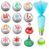 27Pcs Christmas Russian Piping Tips, One-Piece Cream Icing Nozzles, Christmas Series Baking Tools, Cake Decorating Supplies Set