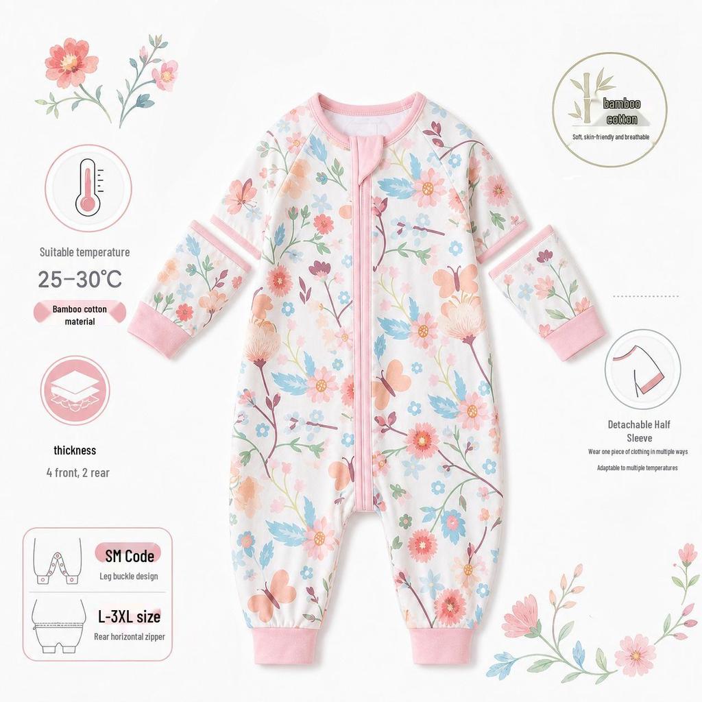 Bamboo Cotton Baby Sleeper: Split-Leg, Lightweight, Anti-Kick, All-Season Pajamas