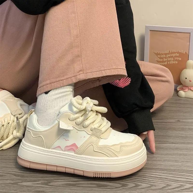 Contrast Color Woman Footwear Spring Autumn Aesthetic Shoes for Women Deals 39 Y2k Fashion High Quality On Offer Vulcanized Shoe