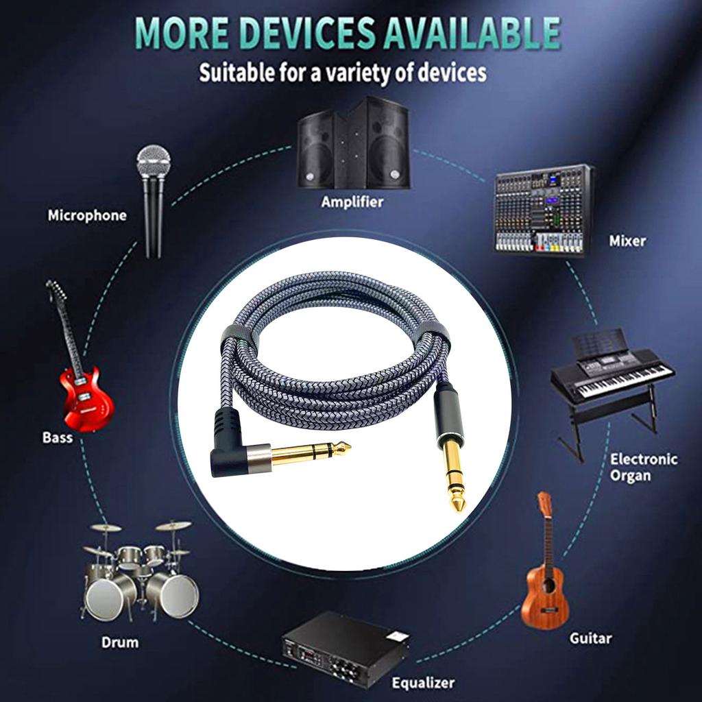 6.35mm to 6.35mm Guitar Cable 1m or 2m Professional Copper Wire Audios Cable Jacks Instrument Cable for Electric Guitar