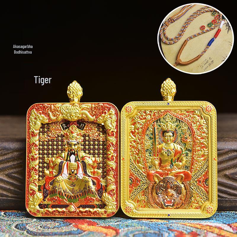 3D Carved Ga u Box Pendant: Thangka Zodiac & Guardian Deities Thangka Only L12