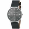 Men's Grey Dial Watch, Black Leather Strap, Stainless Steel Case 14602150