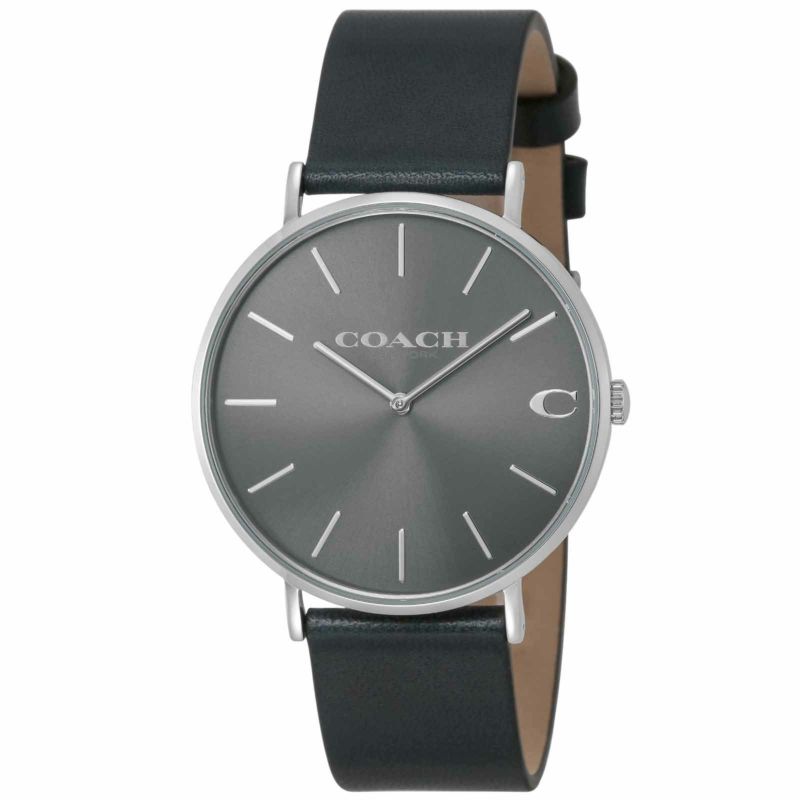

Coach Мужские часы с серым циферблатом, ремешок из черной кожи, корпус из нержавеющей стали 14602150 чёрный