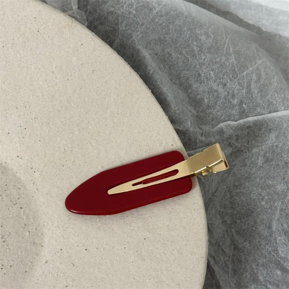 Hot Sale Red Hair Clip French Retro Style Fresh Duck Billed Clip Sweet Broken Hair Clip Women