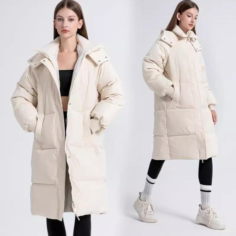Women's Long Winter Down-Cotton Padded Jacket – Over-the-Knee Padded Coat, Thickened Mid-Length Jacket  Loose Bread-Style Quilted Jacket