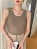 Women's Solid Color Cashmere Knit Tank & Cropped Cardigan Set - Sleeveless Base Layer (2025 Collection)