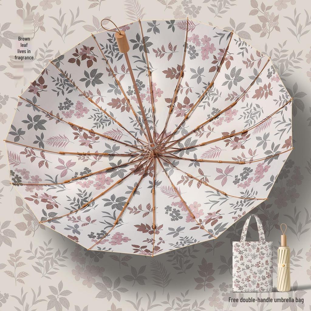 32-Rib Dual-Use Sun & Rain UV Protection Women's Folding Umbrella - New Chinese Ancient Style