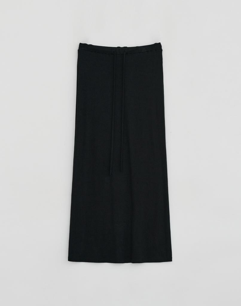 Loutaideu Silky Sweat Maxi Skirt [Black]