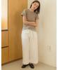 COTTON BELL Belt Cuff Wide Pants - White