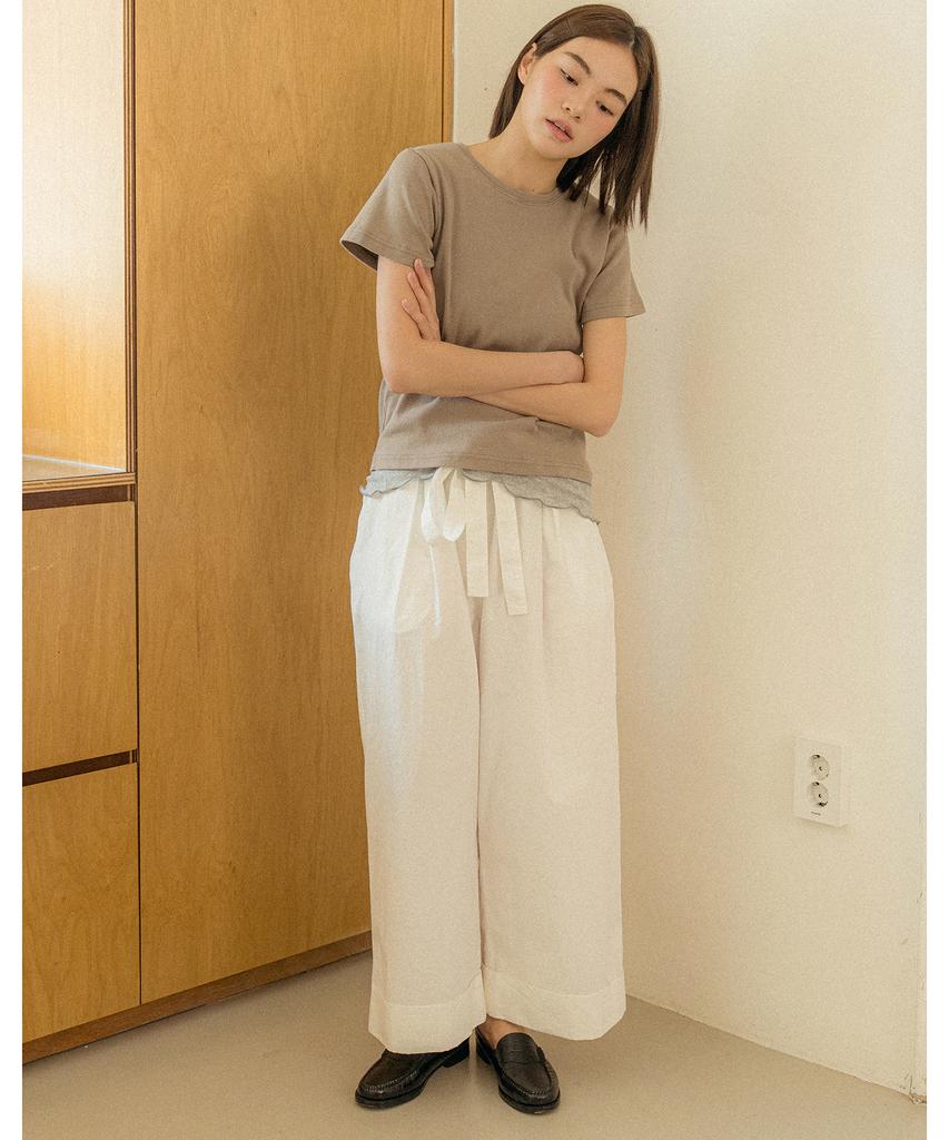COTTON BELL Belt Cuff Wide Pants - White
