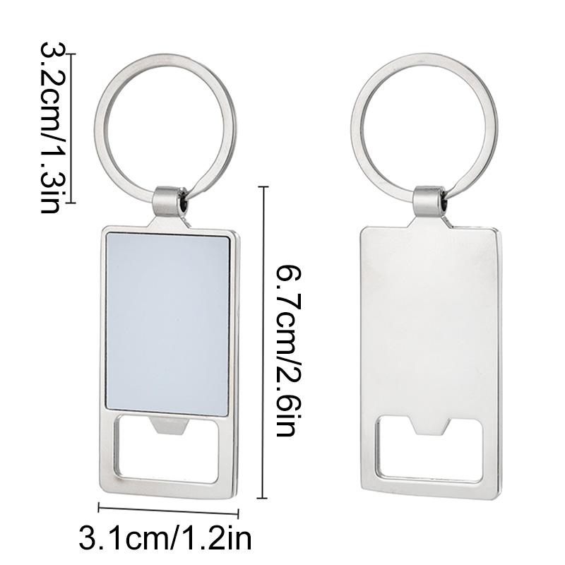 

1PC Blanks Silver Plated Keychains Photo Frame Metal Heart/Round/Square Sublimation Key Rings Bottle Opener