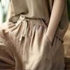 Women's Cotton Linen Loose Fit Summer Harem Pants - Retro Casual Cropped