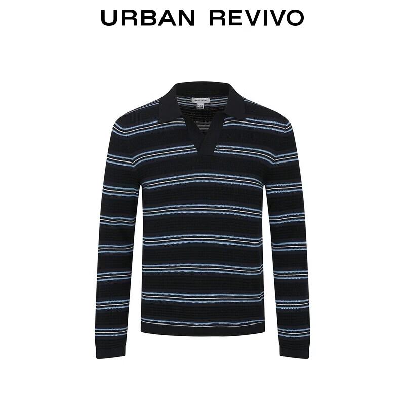 UR Men's Color-Block Stripe Polo Knit Sweater