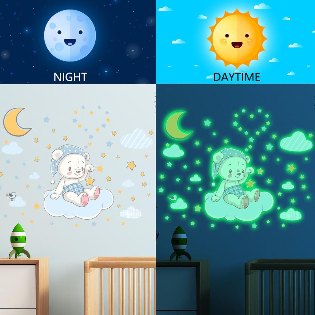 Luminous Fairy Mermaid Wall Stickers Kids Bedroom Home Decor Glow In The Dark Fairy Butterfly Decal Stickers Switch Wallpaper
