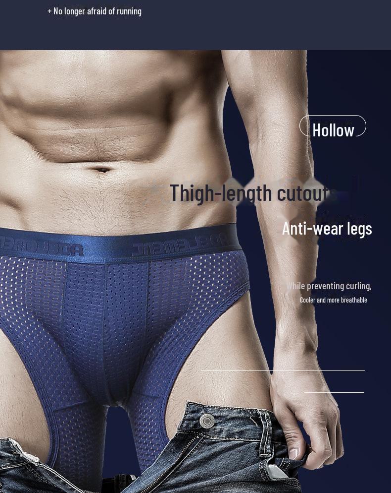 Men's Anti-Friction Ice Silk Long Boxer Briefs - Large Size Sports Running Tights