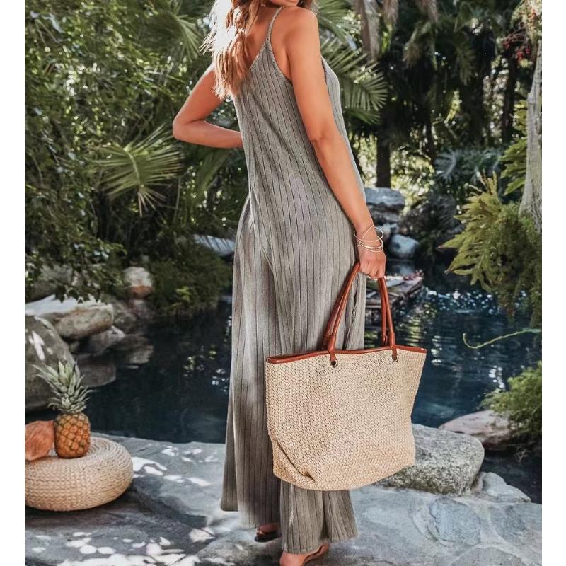 Sommer-Frauen-Overall, rückenfrei, einfarbig, modisch, sexy, ärmellos