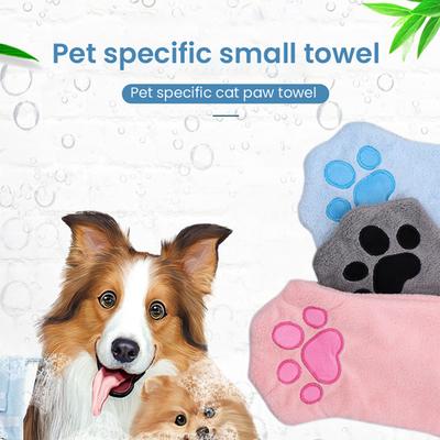 Cute Paw Pet Towel Ultra Absorbent Microfiber Dog Grooming Towel Glove Soft Quick Drying Towel Mitten for Dogs Cats Bath