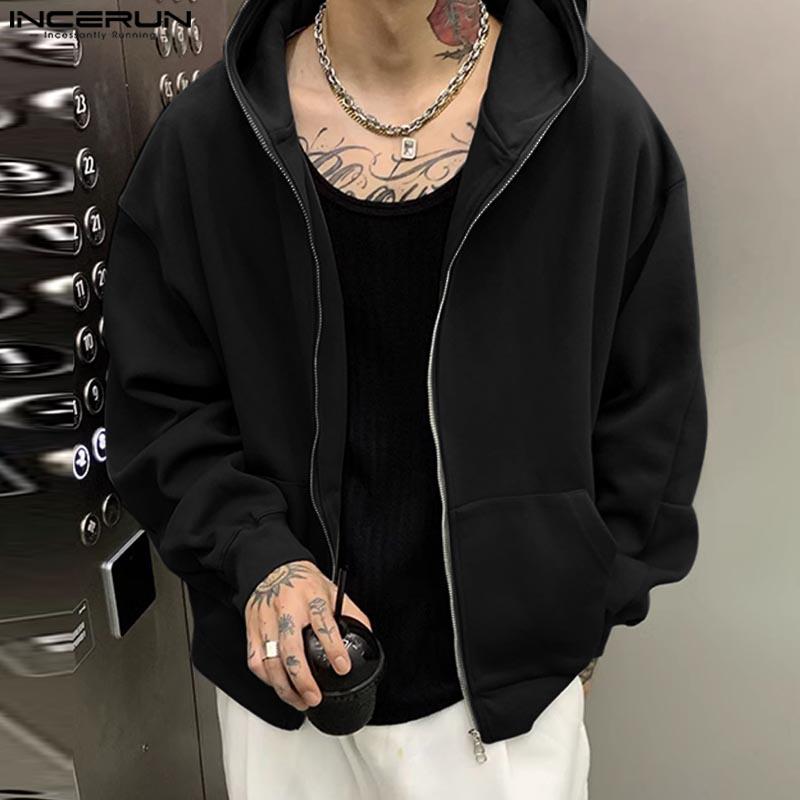 INCERUN Bărbați Toamnă Fermoar Mânecă lungă Hanorace cu glugă Hanorace casual