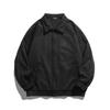 Men's Beige Button Front Jacket Loose Casual Polo Collar Ribbed Cuff Daily Outerwear