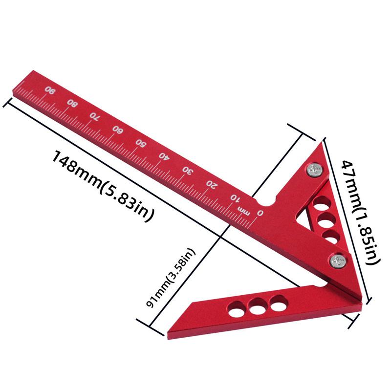1pc Aluminum Alloy Center Finder Line Gauge 45/ 90 Degree Marking Ruler Woodworking Square Center Scribe Ruler Measuring Tools
