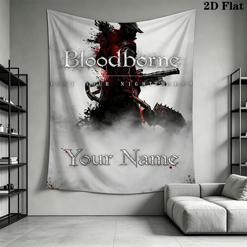 Name Custom Bloodborne Wall Tapestry Aesthetic Wall Hanging Printed Fabric Blanket Decorative Tapestries for Bedroom Living Room Home Decor