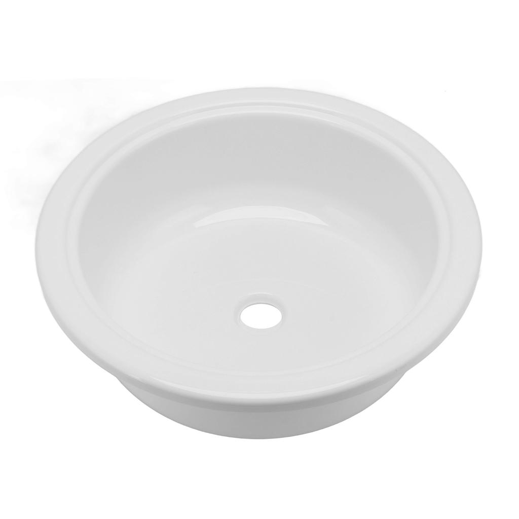375x130mm RV Boat Round Vessel Sink Bathroom Hand Wash Basin Acrylic White for Motorhome Yacht Bathroom