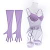 European and American Women Sexy Sheer See Through Bodysuit Patchwork Mesh Lingerie Shapewear with Straps and Gloves
