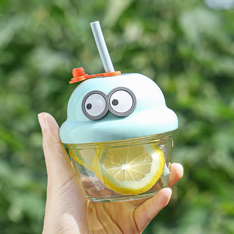 Influencer Mini Dun Dun Straw Cup - Cute, Stylish, High-Value Ins Style Small Glass Cup with Lid