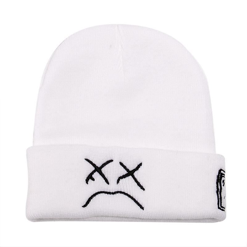 Korean Version of LIL PEEP New Knitted Hat Autumn and Winter Women's Korean Version Hat Versatile Elastic Flipped Brim Thermal Pullover Hat