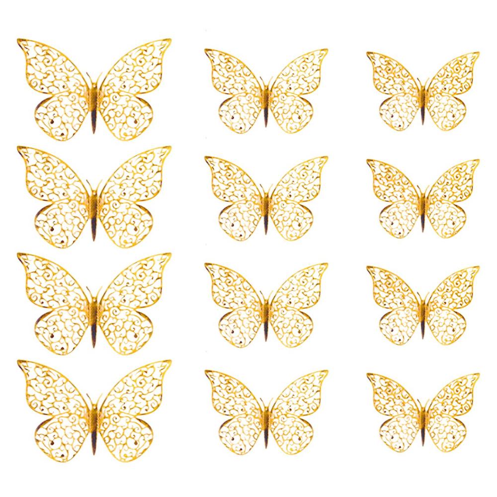 

12pcs 3D Hollow Butterflies Wall Stickers on The Wall for Wedding Decoration Children Room Decor Living Room Kids Bedroom DIY золотой