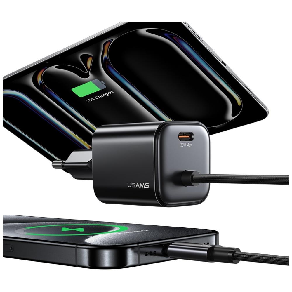 Ładowarka sieciowa 30W USAMS GaN 2xUSB-C Czarna