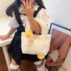 Cute Fluffy White Goose Bag For Girls Breathable Lightweight Plush Handbag