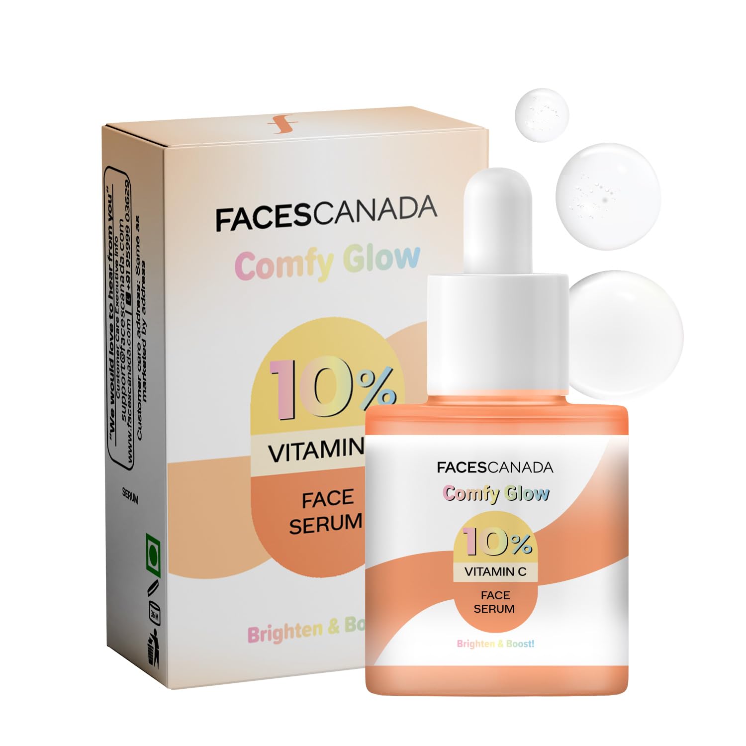 

FACES CANADA Сыворотка для лица Comfy Glow с 10% витамином С - 15 мл | Осветляет цвет лица | Уменьшает пигментные пятна | Легкая | Предотвращает преждевременное старение | H