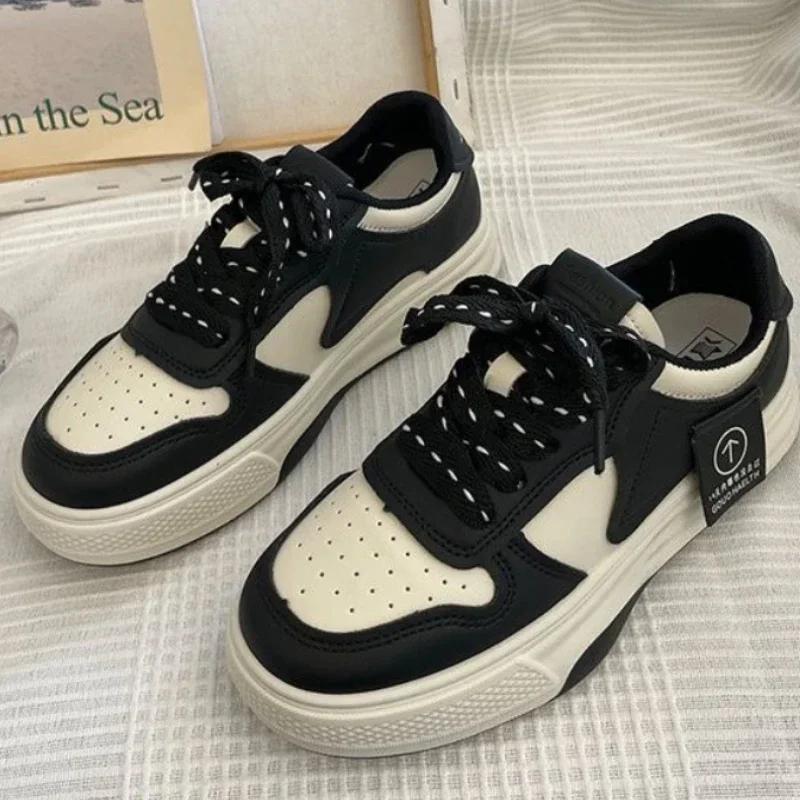 Fashion Women's Sports Shoes 2025 Hot Sale Casual Lace-up Design Non-slip Thick-soled Student Shoes Spring Autumn Outdoor Walking Shoes
